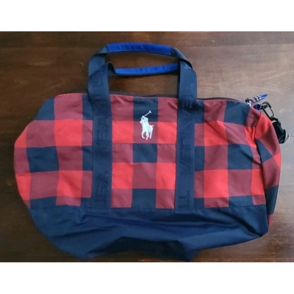 2022 Beijing Olympics Polo Ralph Lauren Buffalo Plaid Weekender Duffle Bag USA